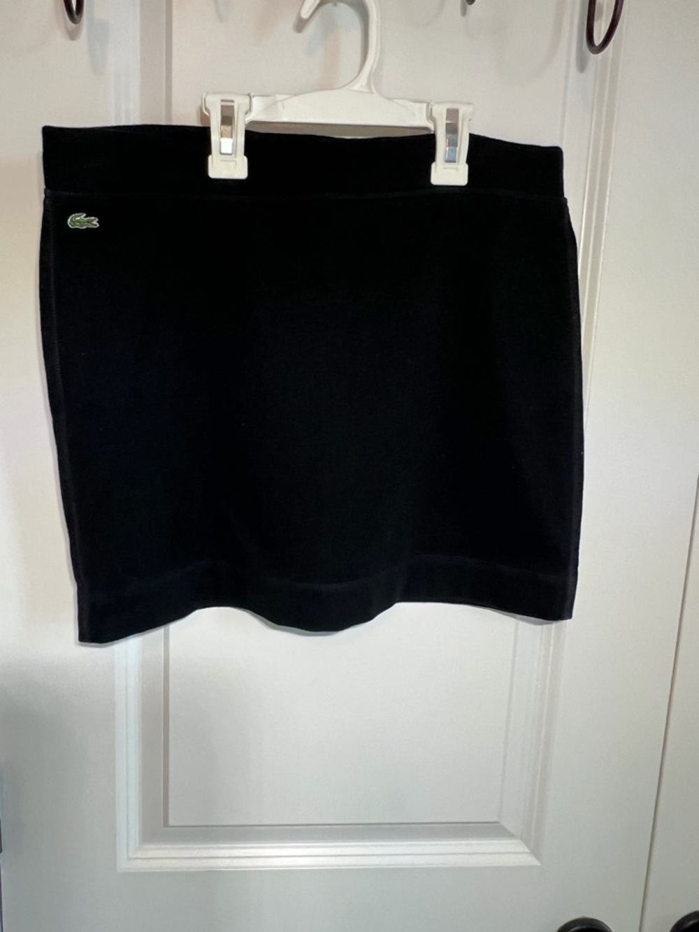 Lacoste Black Terry Cloth Skirt with Embroidered Green Crocodile Logo